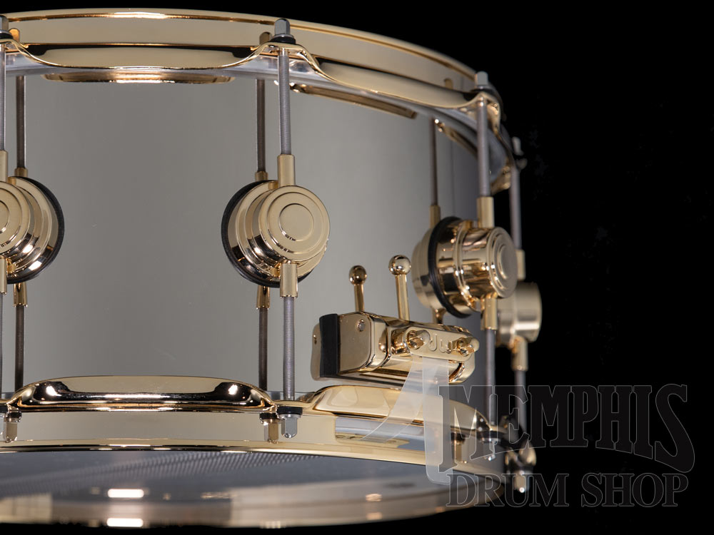 DW 14x6.5 Collector's Series Nickel Over Brass Snare Drum with Gold Hardware