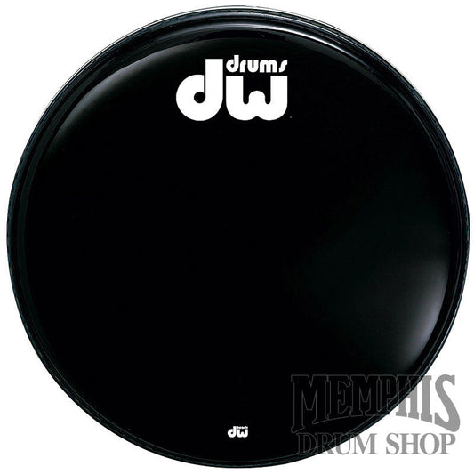 DW 22" Ebony Black Non-Vented Logo Front Bass Drumhead
