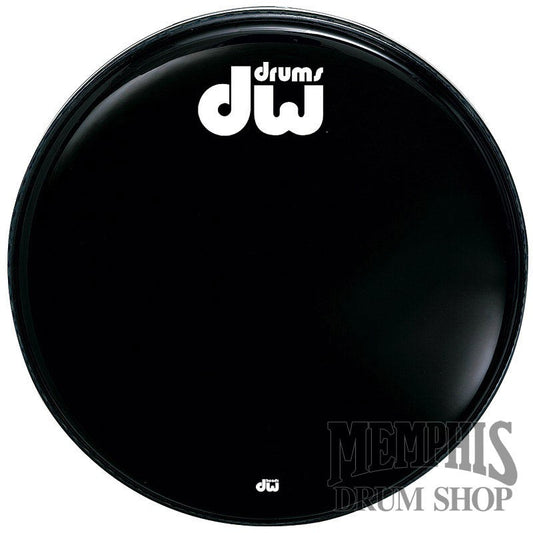 DW 24" Ebony Black Non-Vented Logo Front Bass Drumhead