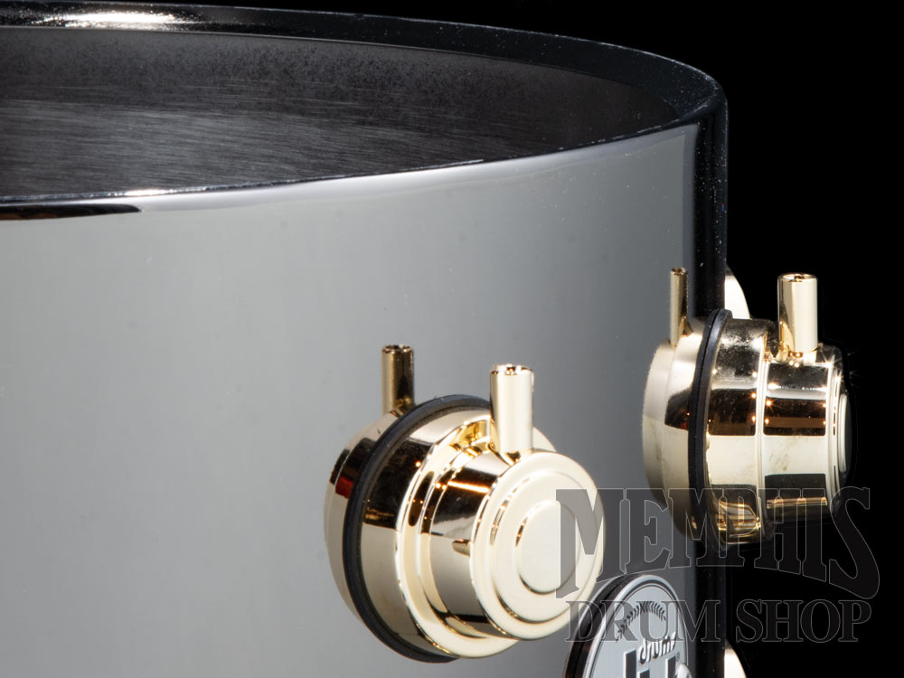 DW 14x8 Collector's Series Black Nickel Over Brass Snare Drum with Gold Hardware