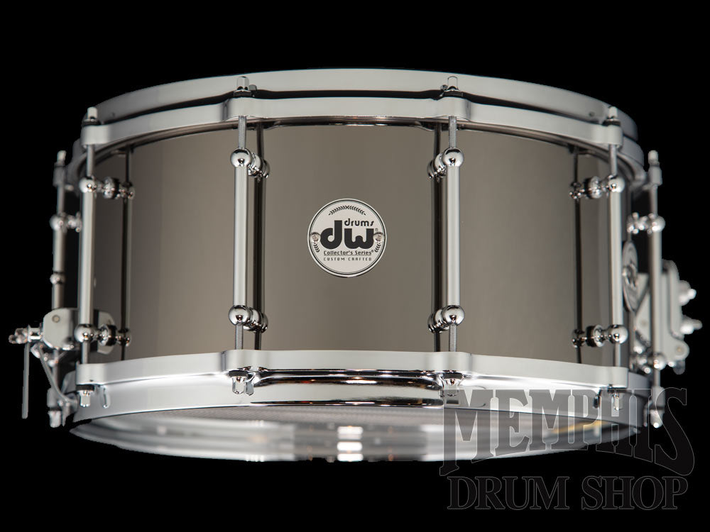 DW 14x6.5 Collector's Series Black Nickel Over Brass Snare Drum with Tube Lugs and Die-cast Hoops