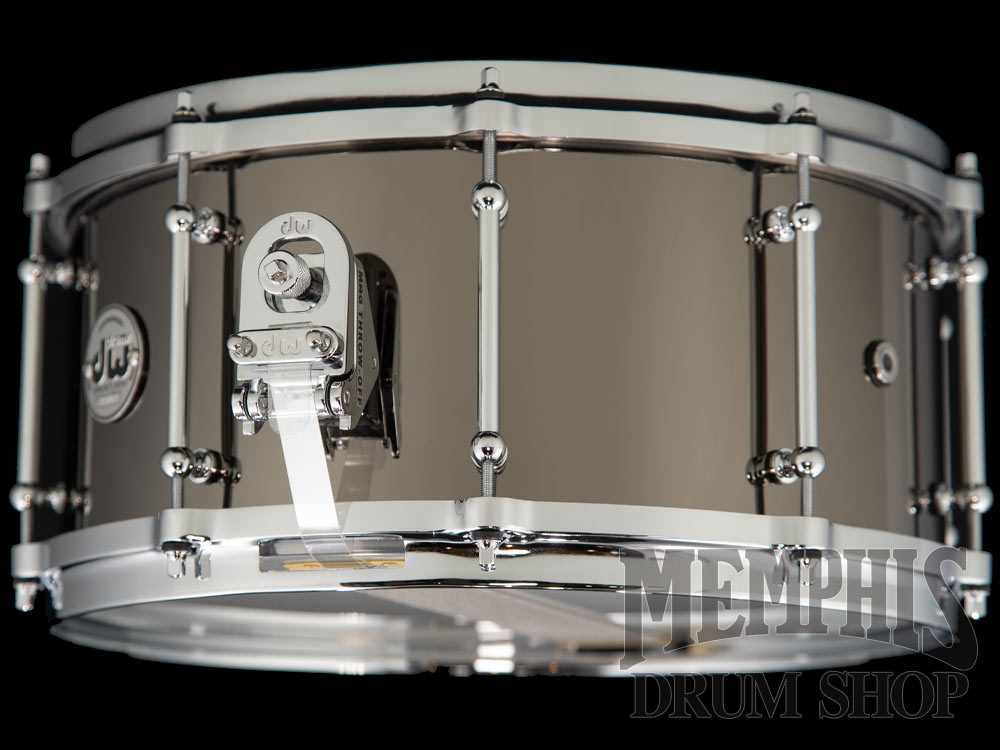 DW 14x6.5 Collector's Series Black Nickel Over Brass Snare Drum with Tube Lugs and Die-cast Hoops