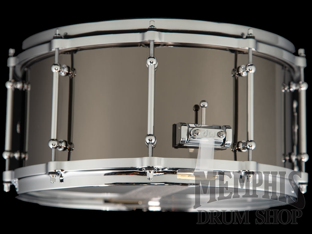 DW 14x6.5 Collector's Series Black Nickel Over Brass Snare Drum with Tube Lugs and Die-cast Hoops