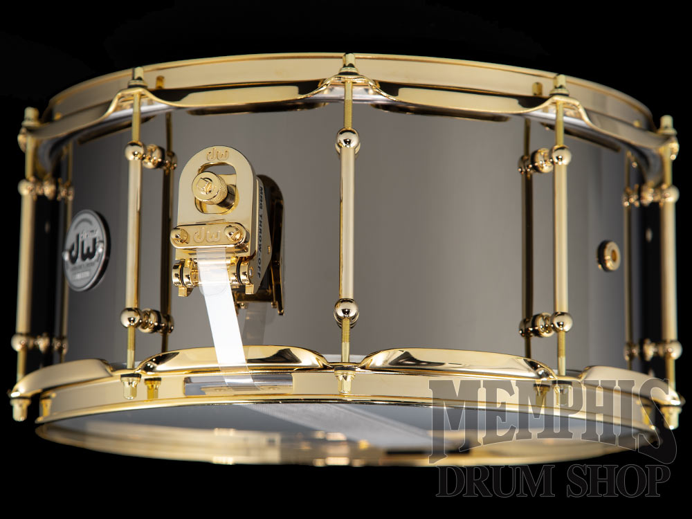 DW 14x6.5 Collector's Series Black Nickel Over Brass Snare Drum with Gold Hardware and Tube Lugs