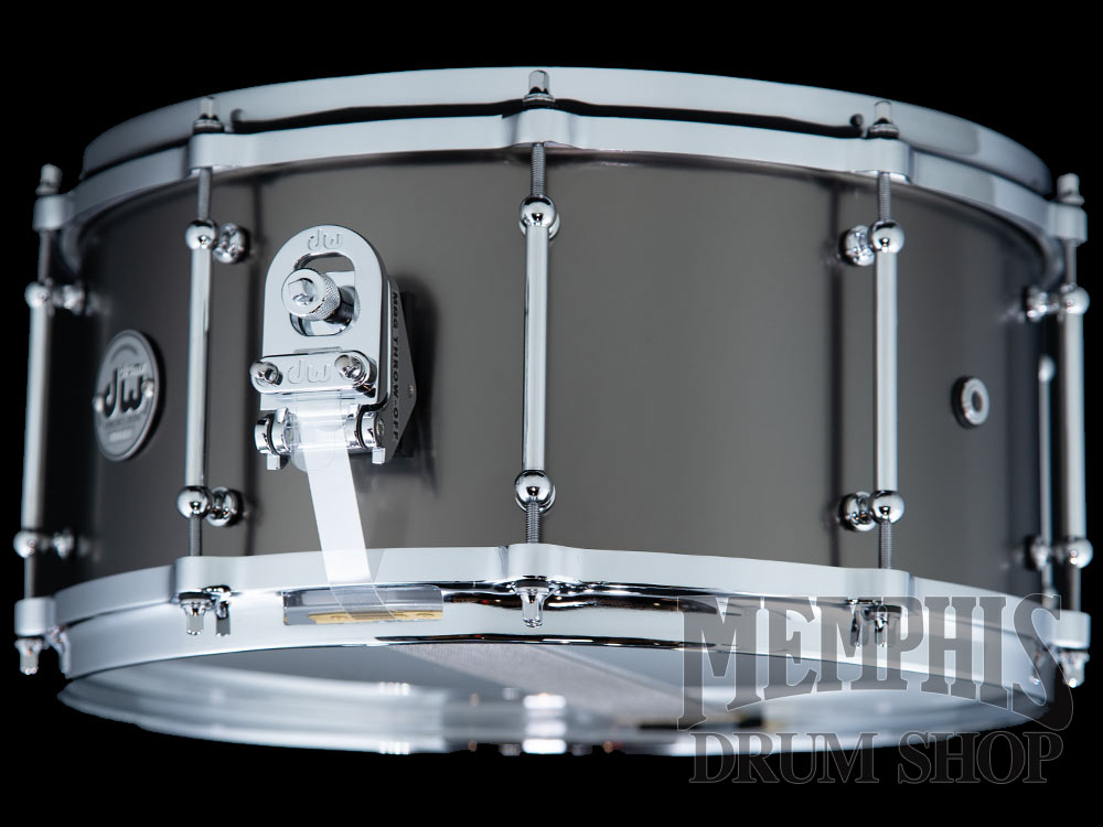 DW 14x6.5 Collector's Series Satin Black Over Brass Snare Drum with Tube Lugs and Die-Cast Hoops