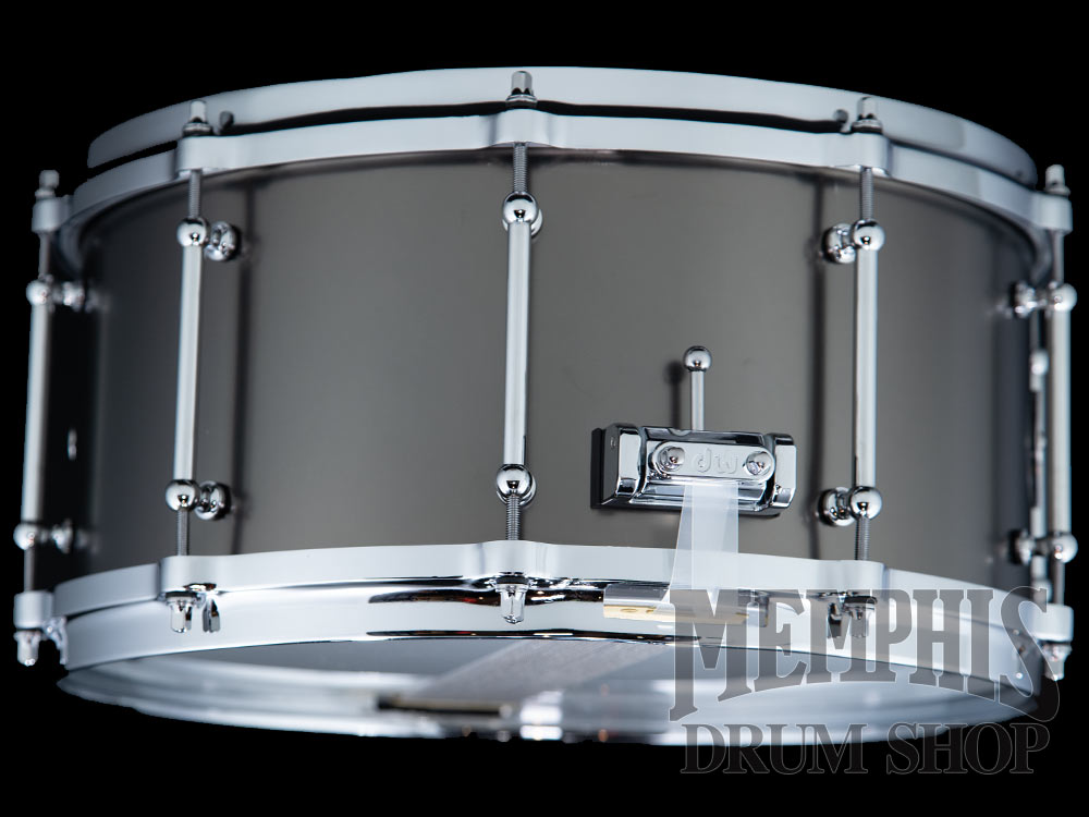 DW 14x6.5 Collector's Series Satin Black Over Brass Snare Drum with Tube Lugs and Die-Cast Hoops