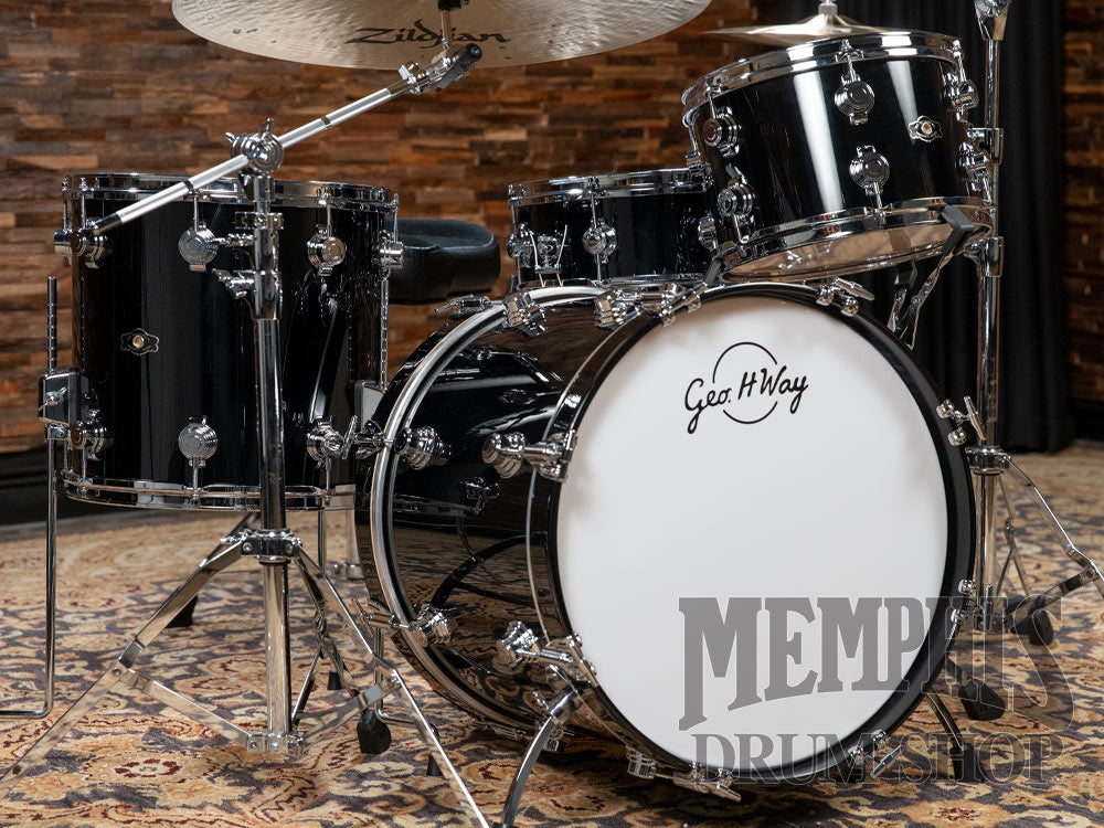 George H. Way Aristocrat Studio Drum Set 20/12/14 - Black Gloss Lacquer