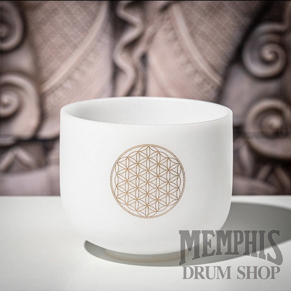 Meinl 8" Crystal Singing Bowl, White-frosted, Note C#, Flower of Life