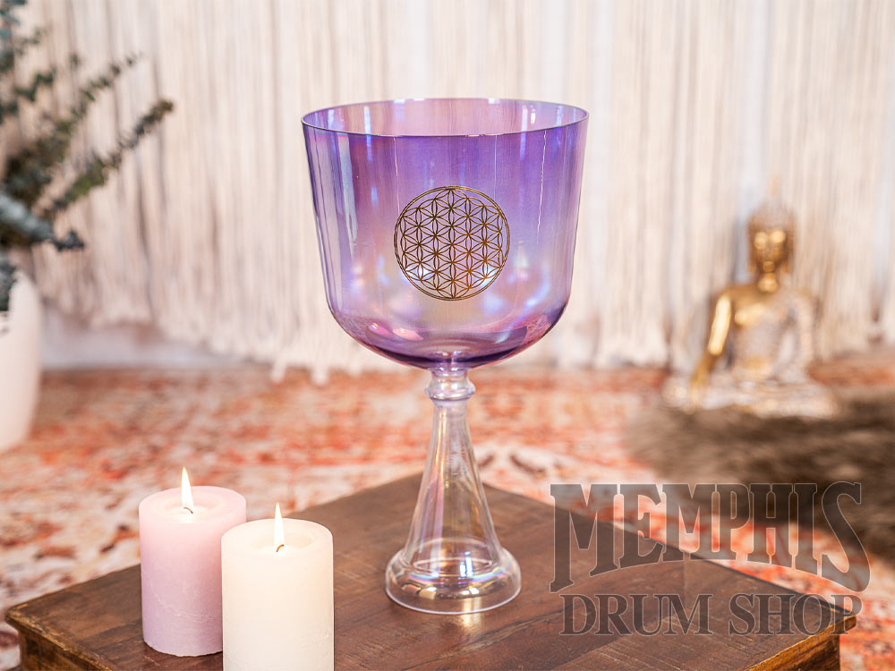 Meinl Sonic Energy Crystal Singing Chalice 8", Purple, Flower of Life, Heart Chakra