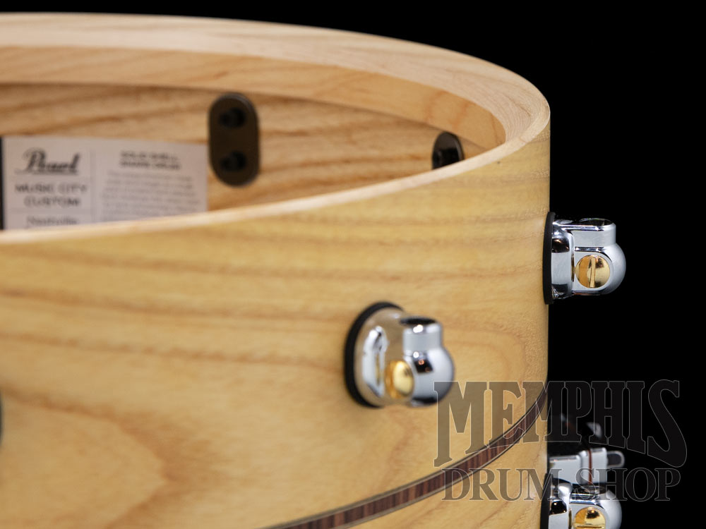 Pearl 14x6.5 Music City Custom Solid Ash Snare Drum with Kingwood Center Inlay