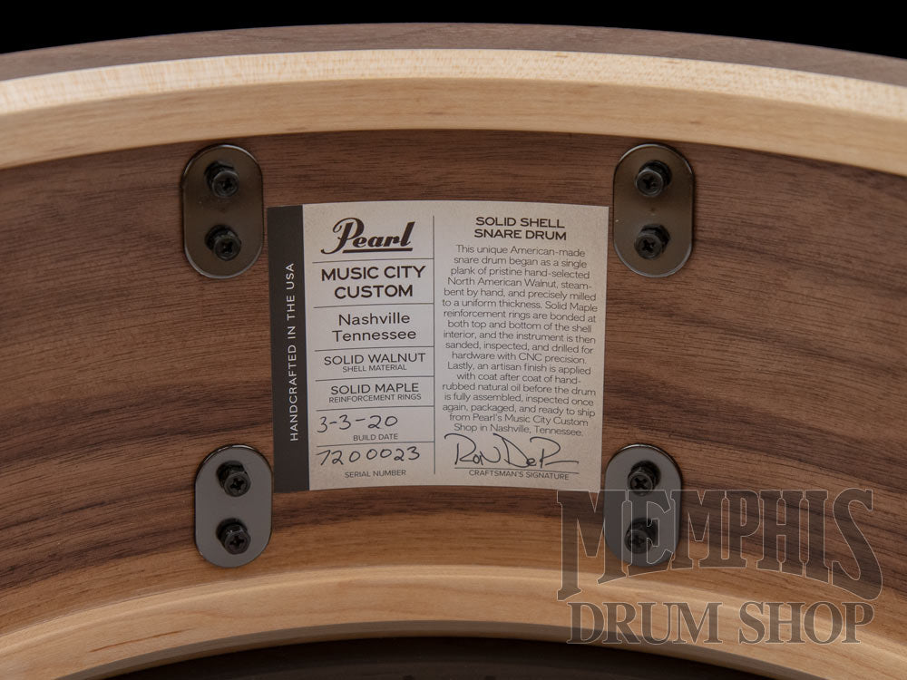 Pearl 14x6.5 Music City Custom Solid Walnut Snare Drum