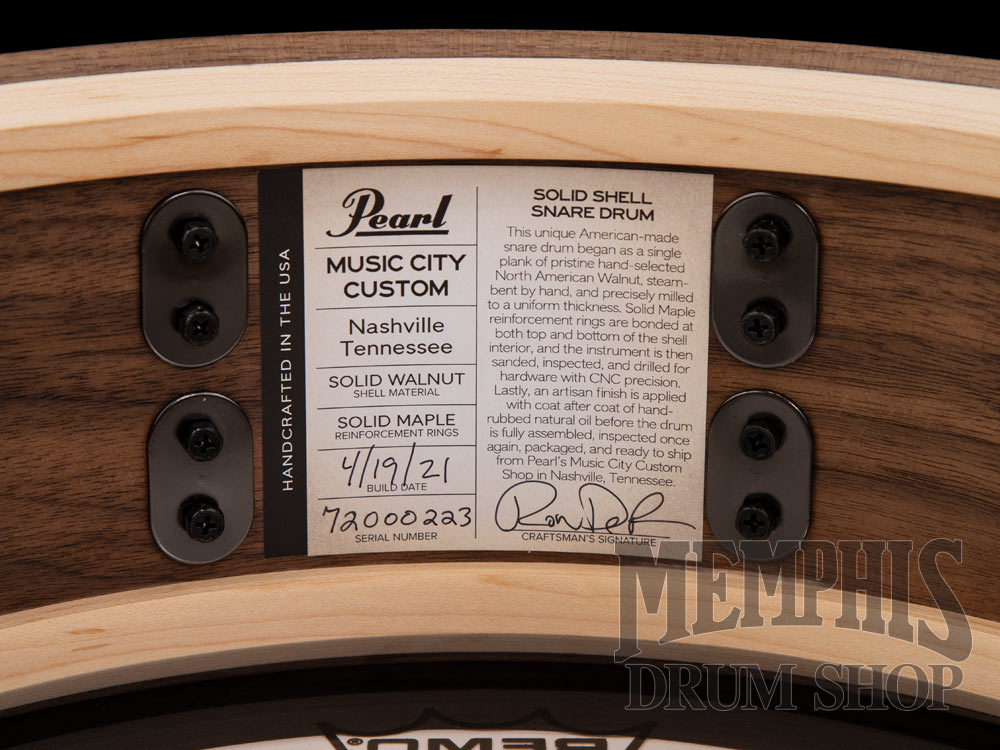 Pearl 14x5 Music City Custom Solid Walnut Snare Drum