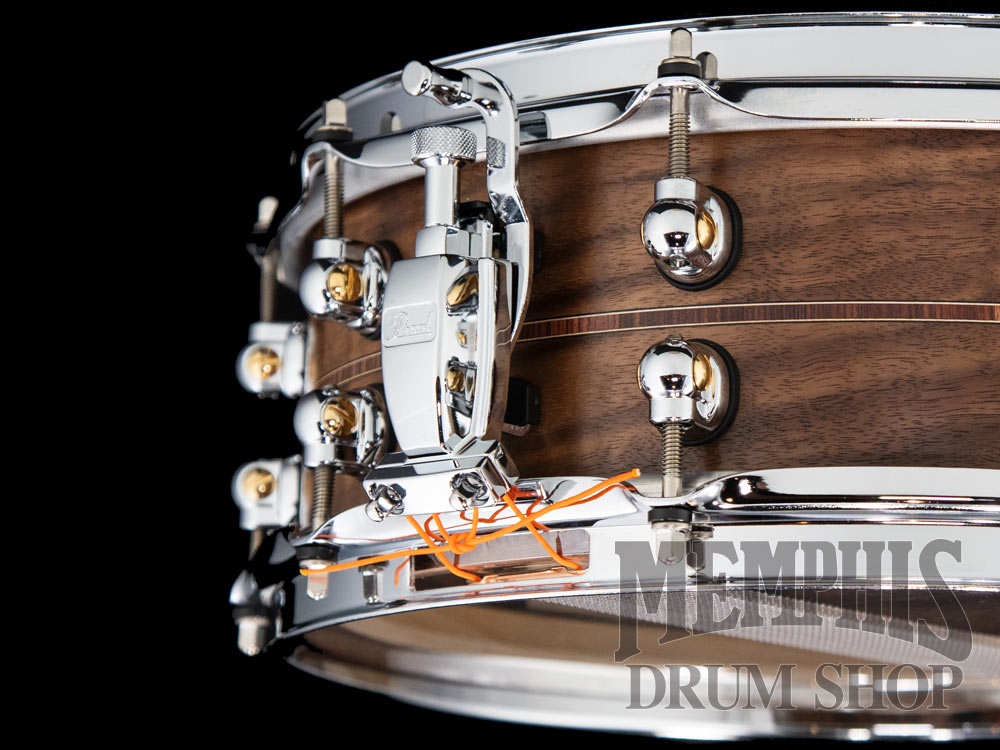 Pearl 14x5 Music City Custom Solid Walnut Snare Drum with Kingwood Center Inlay