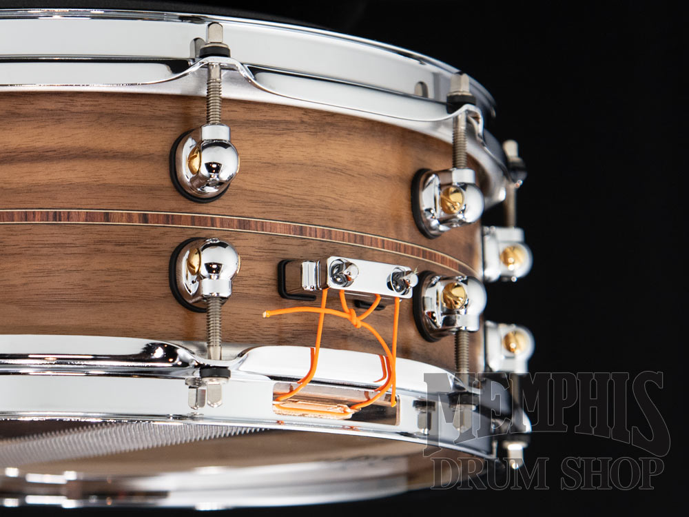 Pearl 14x5 Music City Custom Solid Walnut Snare Drum with Kingwood Center Inlay