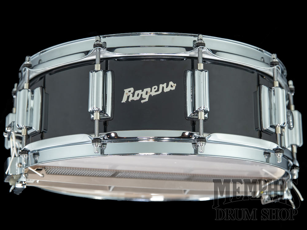 Rogers 14x5 Dyna-Sonic Snare Drum with Beavertail Lugs - Black Gloss Lacquer