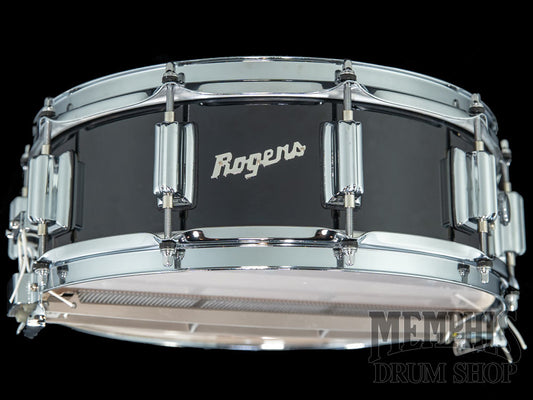 Rogers 14x5 Dyna-Sonic Snare Drum with Beavertail Lugs - Black Gloss Lacquer