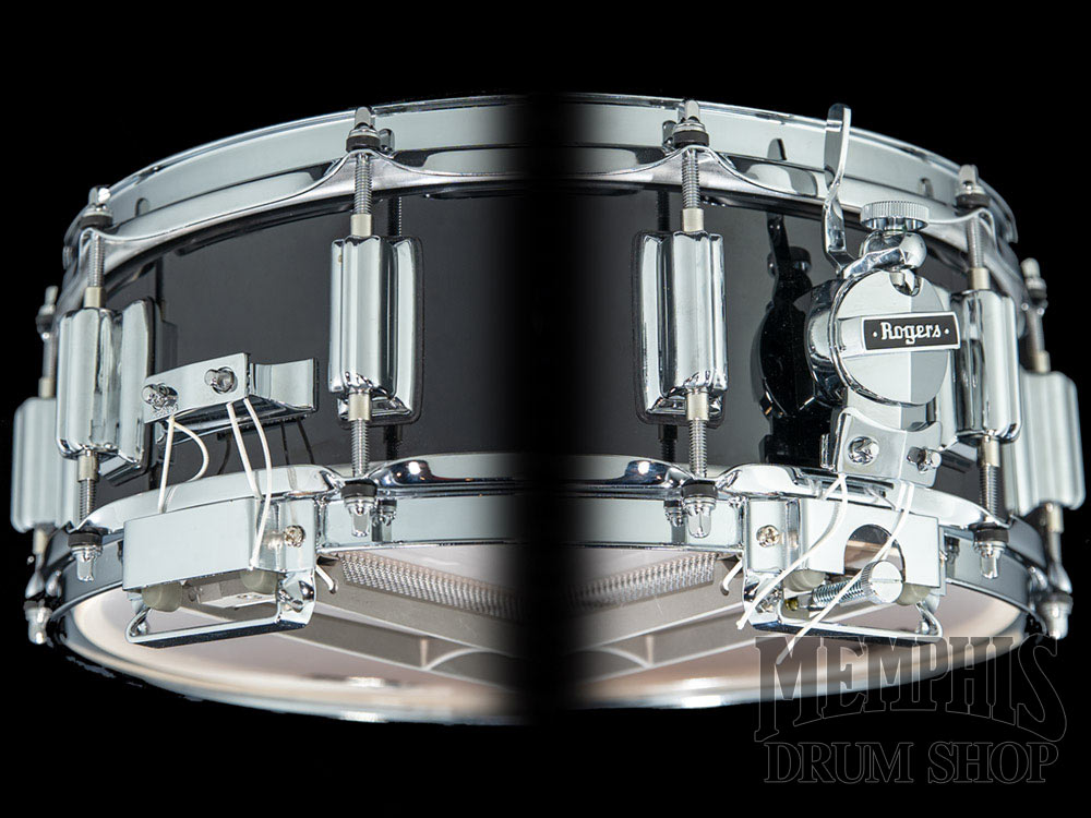 Rogers 14x5 Dyna-Sonic Snare Drum with Beavertail Lugs - Black Gloss Lacquer