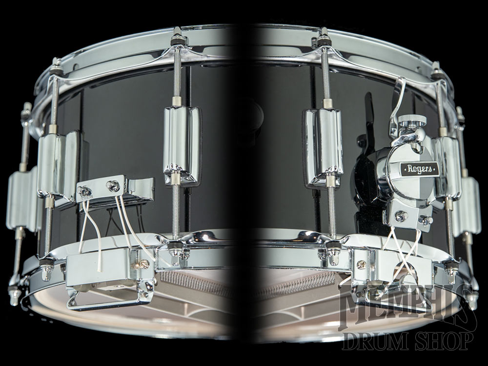 Rogers 14x6.5 Dyna-Sonic Snare Drum with Beavertail Lugs - Black Gloss Lacquer