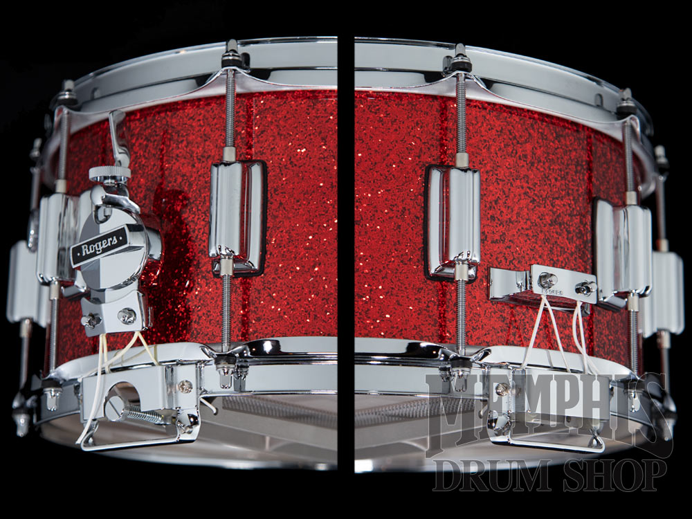 Rogers 14x6.5 Dyna-Sonic Snare Drum with Beavertail Lugs - Red Sparkle Lacquer
