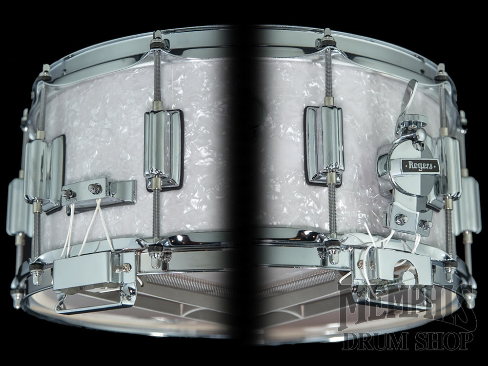 Rogers 14x6.5 Dyna-Sonic Snare Drum with Beavertail Lugs - White Marine Pearl
