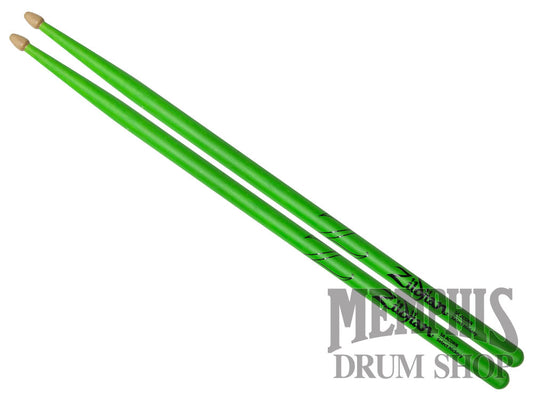 Zildjian Hickory Series - 5A Acorn Tip Neon Green Drumsticks Z5AACDGG