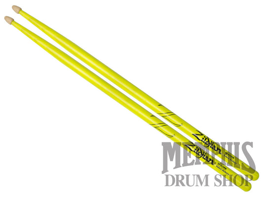 Zildjian Hickory Series - 5A Acorn Tip Neon Yellow Drumsticks Z5AACDGY