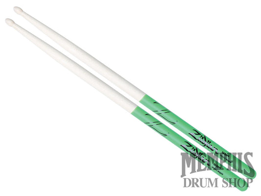 Zildjian 5A Maple Wood Tip Green Dip Drumsticks Z5AMDG