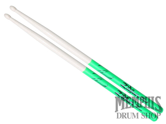 Zildjian 5B Maple Wood Tip Green Dip Drumsticks Z5BMDG