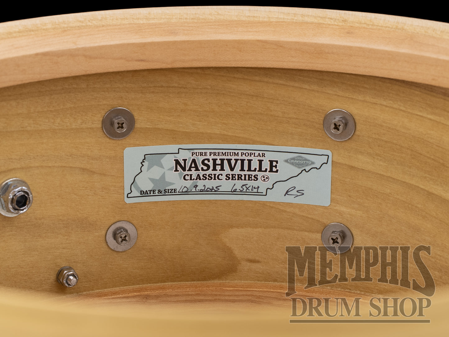 Craviotto 14x6.5 Nashville Classic Series Solid Poplar Snare Drum
