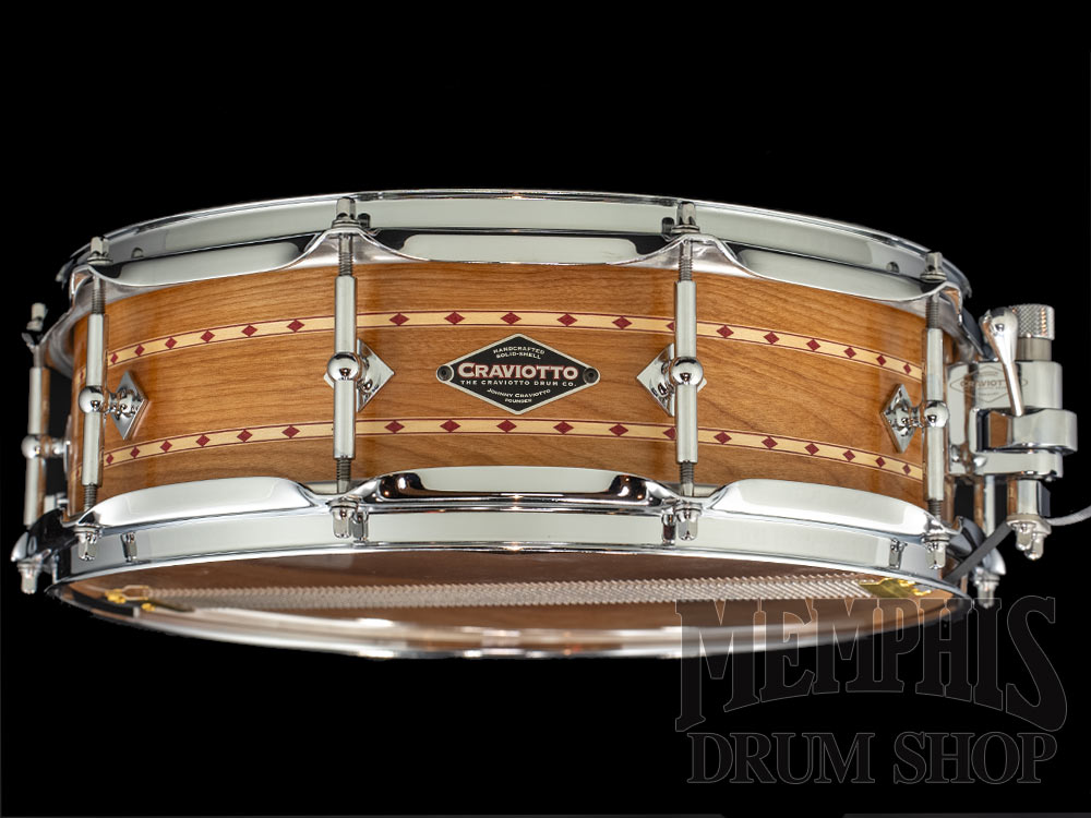 Craviotto 14x4.5 Custom Shop Cherry Snare Drum with Dual Red Inlay