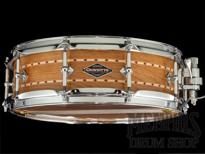Craviotto 14x4.5 Custom Shop Cherry Snare Drum with Dual Red Inlay