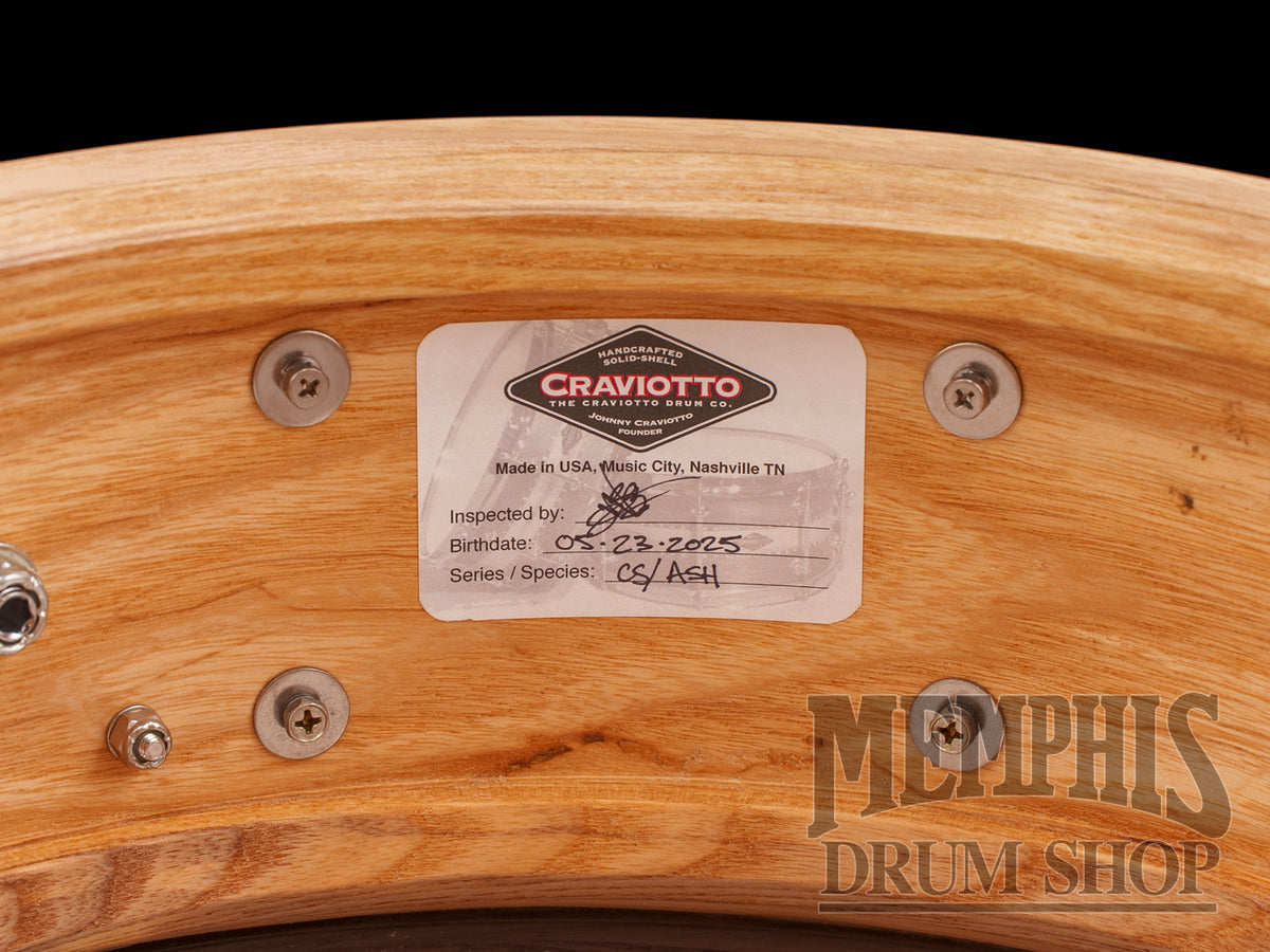 Craviotto 14x5.5 Custom Shop Ash Snare Drum - Maple Inlay
