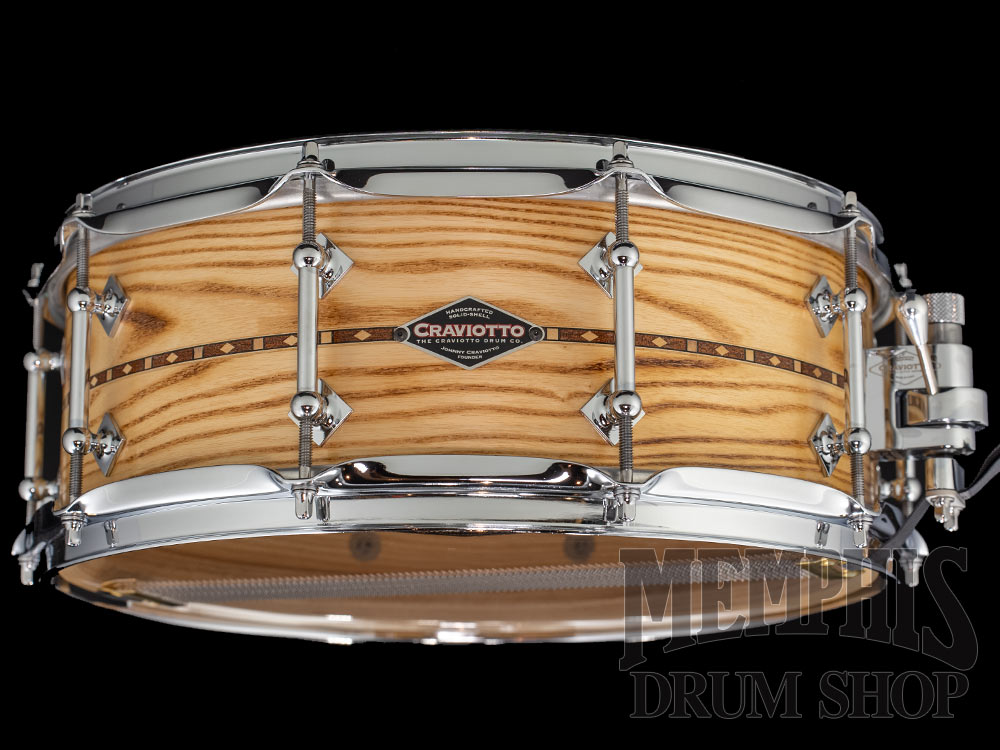 Craviotto 14x5.5 Custom Shop Ash Snare Drum with Walnut Inlay - Light Toasted Ash