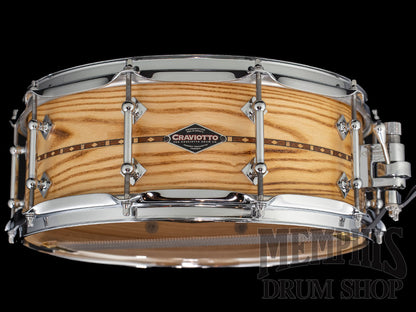 Craviotto 14x5.5 Custom Shop Ash Snare Drum with Walnut Inlay - Light Toasted Ash