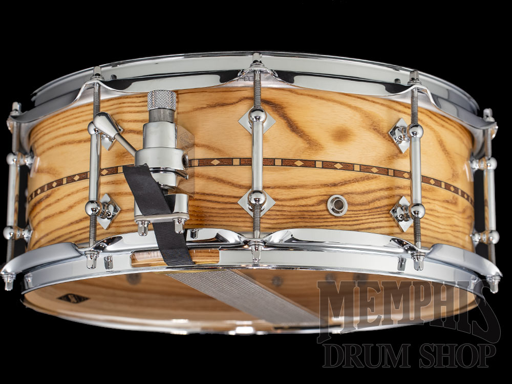 Craviotto 14x5.5 Custom Shop Ash Snare Drum with Walnut Inlay - Light Toasted Ash