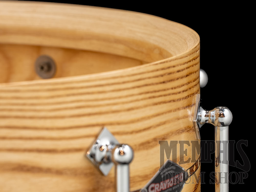 Craviotto 14x5.5 Custom Shop Ash Snare Drum with Walnut Inlay - Light Toasted Ash