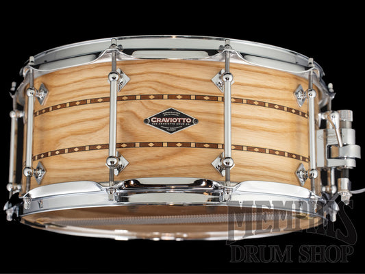 Craviotto 14x6.5 Custom Shop Ash Snare Drum with Dual Walnut Inlay