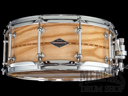 Craviotto 14x6.5 Custom Shop Ash Snare Drum with Cherry Inlay