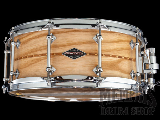 Craviotto 14x6.5 Custom Shop Ash Snare Drum with Cherry Inlay