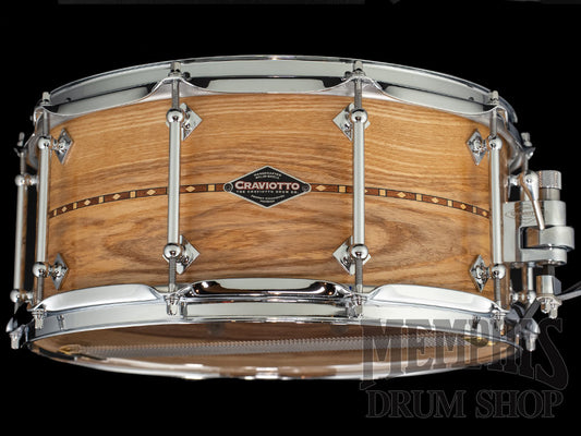 Craviotto 14x6.5 Custom Shop Ash Snare Drum with Walnut Inlay - Light Toasted Ash