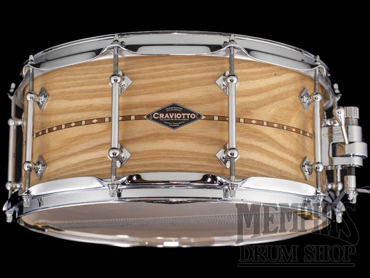 Craviotto 14x6.5 Custom Shop Ash Snare Drum with Walnut Inlay