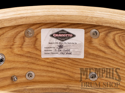 Craviotto 14x6.5 Custom Shop Ash Snare Drum with Walnut Inlay
