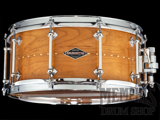 Craviotto 14x6.5 Custom Shop Cherry Snare Drum with Cherry Inlay