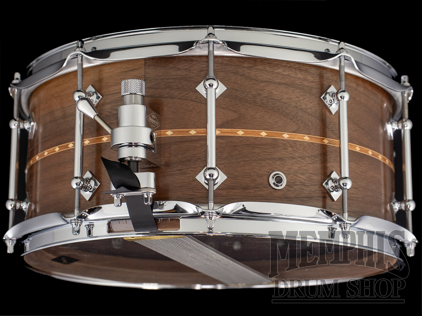 Craviotto 14x6.5 Custom Shop Walnut Snare Drum with Cherry Inlay