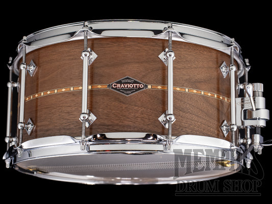 Craviotto 14x6.5 Custom Shop Walnut Snare Drum with Walnut Inlay