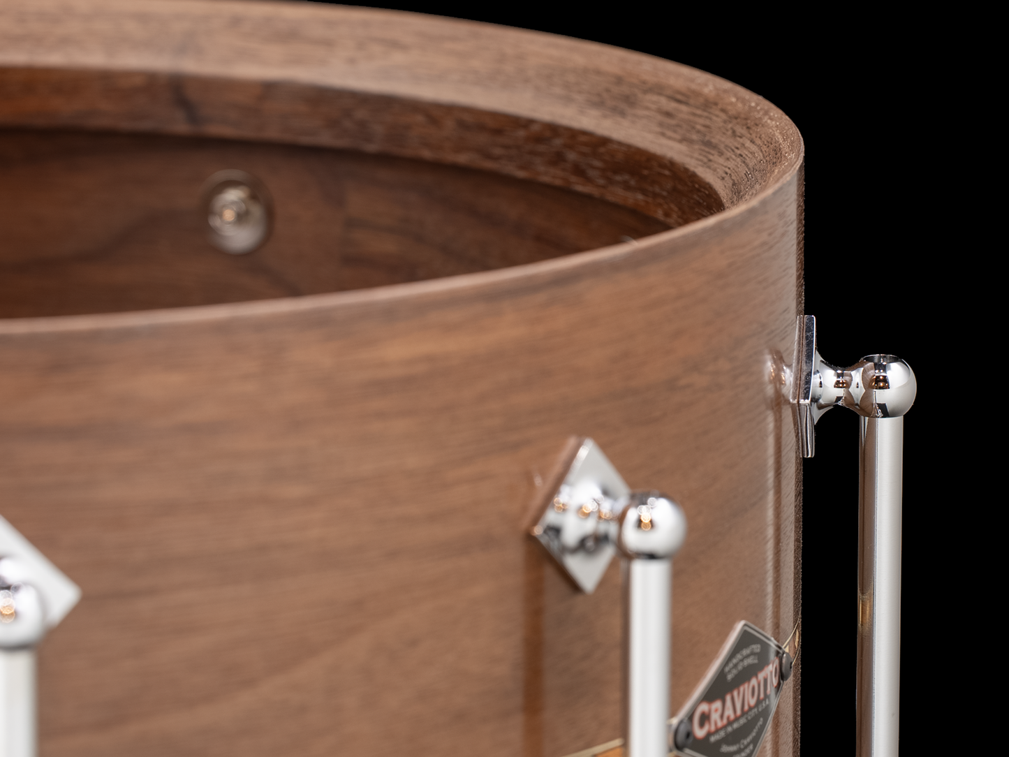 Craviotto 14x7 Custom Shop Walnut Snare Drum with Walnut Inlay