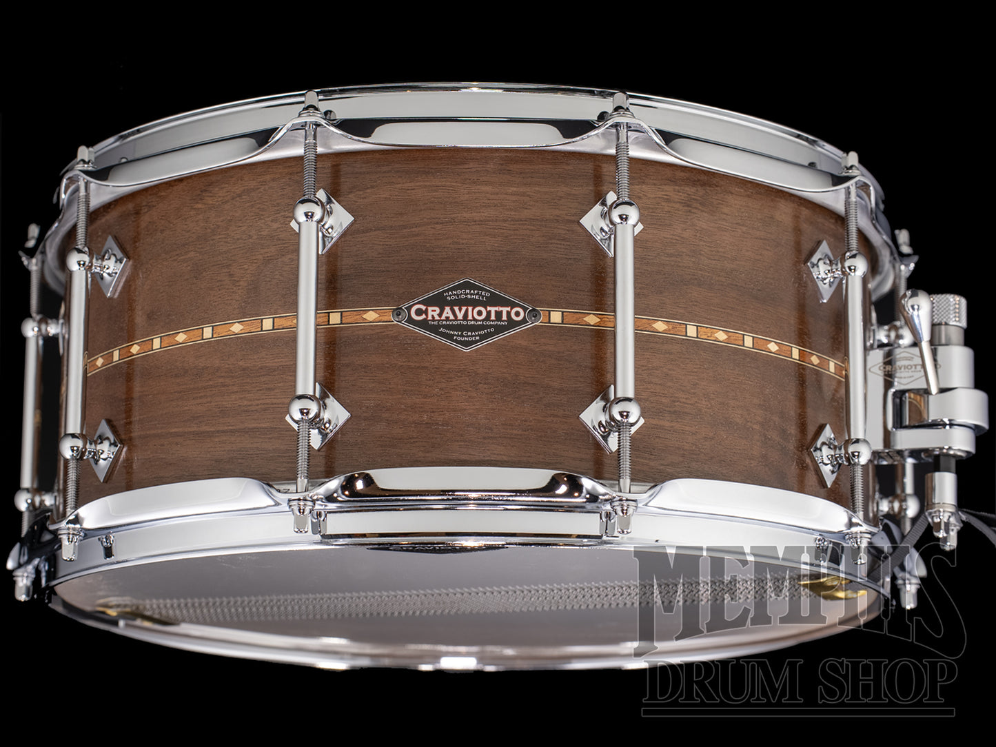 Craviotto 14x6.5 Custom Shop Walnut Snare Drum with Walnut Inlay