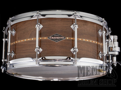 Craviotto 14x6.5 Custom Shop Walnut Snare Drum with Walnut Inlay
