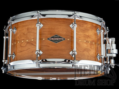 Craviotto 14x7 Custom Shop Cherry Snare Drum with Cherry Inlay