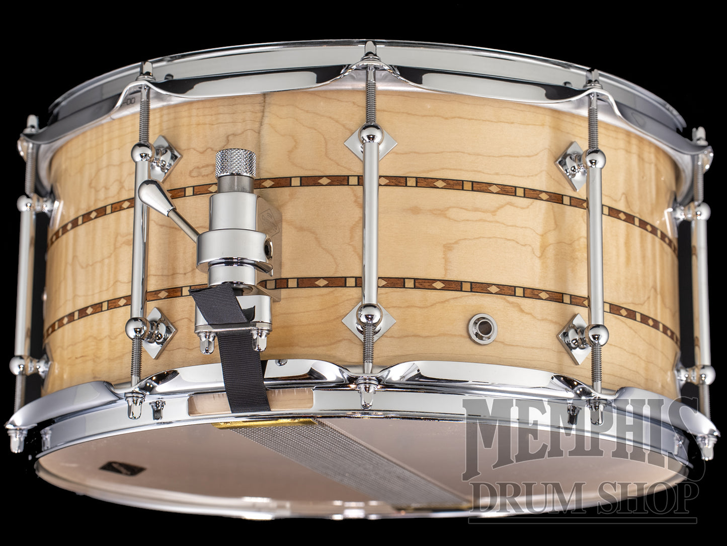 Craviotto 14x7 Custom Shop Curly Maple Snare Drum with Dual Walnut Inlay